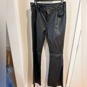 Black Leather wide leg pants